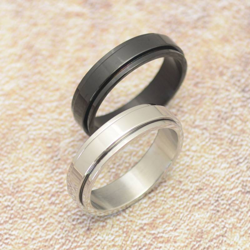 Drehring Spielring 6 Mm Edelstahl Silber Oder Schwarz Schlicht Spinnerring Anti Stress Ring von Crazysteelhouse