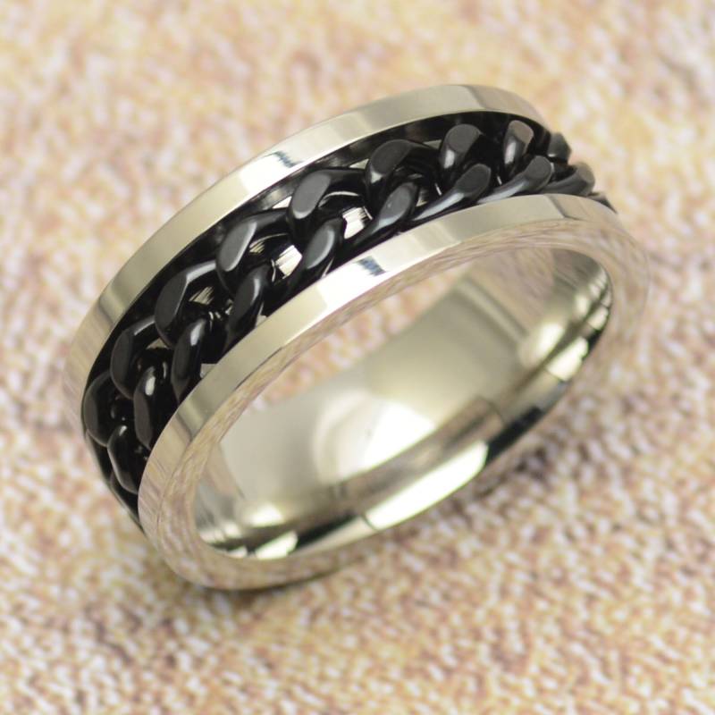 Drehring Spielring Panzerkette Edelstahl Anti Stress Ring Fidget Movingring von Crazysteelhouse