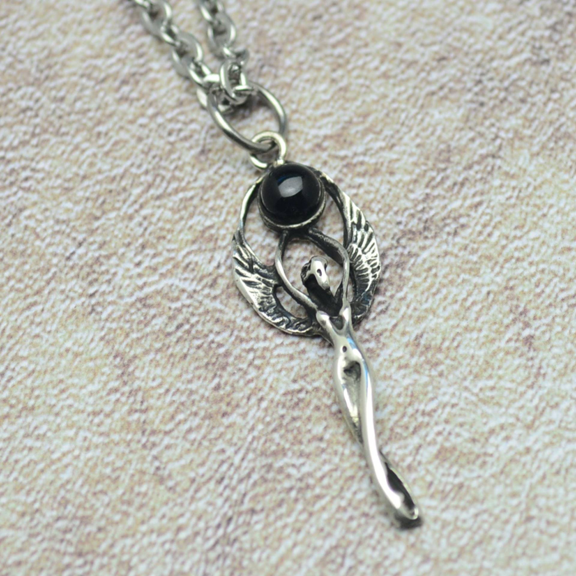 Engel Anhänger 925 Silber Mit Halskette Edelstahl von Crazysteelhouse