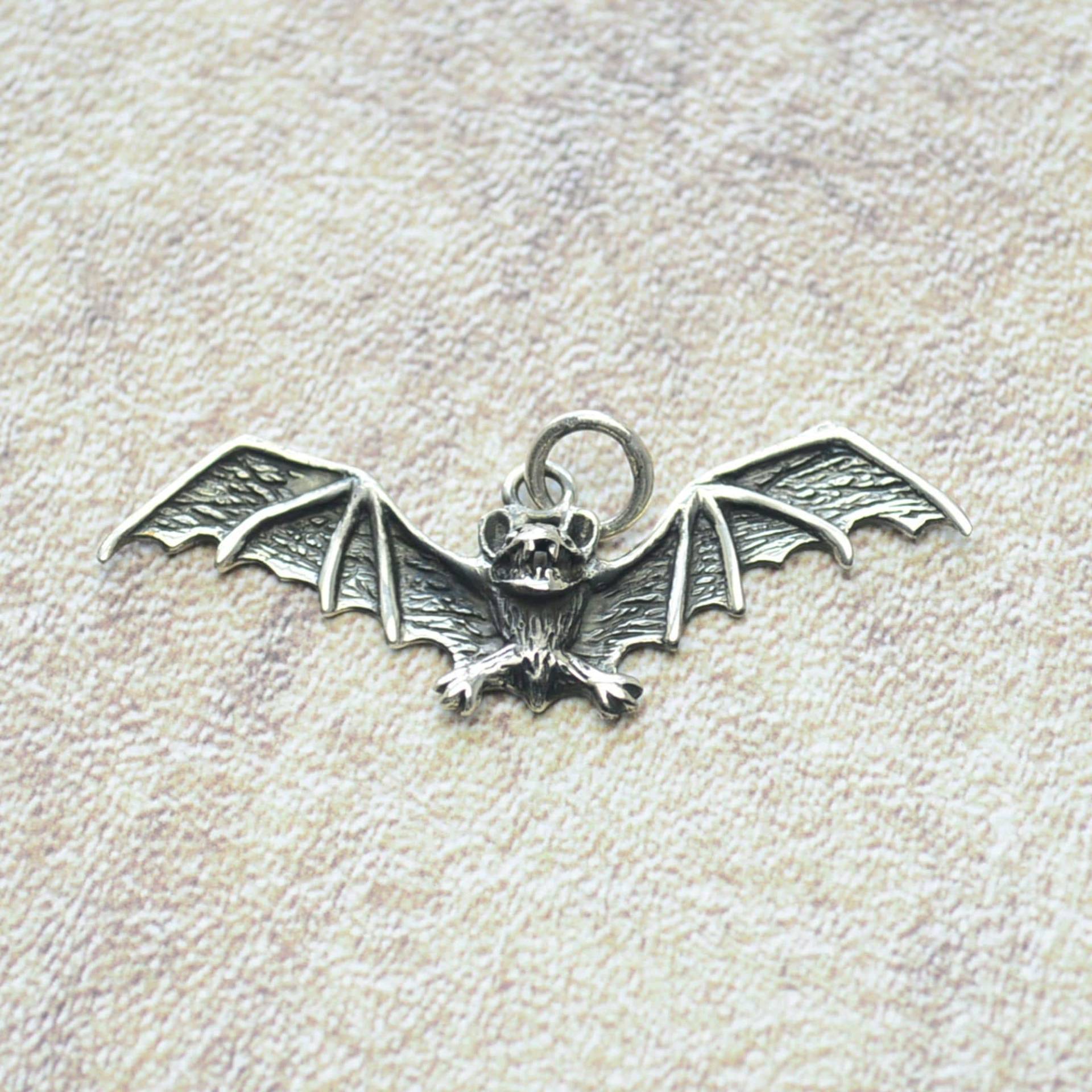 Fledermaus 925 Silber Anhänger Gross von Crazysteelhouse