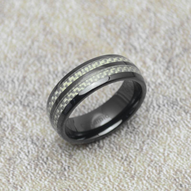 Keramik Ring Schwarz Mit Karbon von Crazysteelhouse