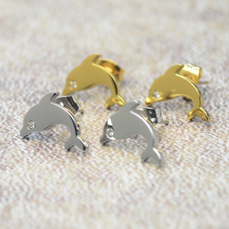Ohrstecker Delphin Delfin Edelstahl 1 Paar Silber Oder Gold Ohrringe von Crazysteelhouse