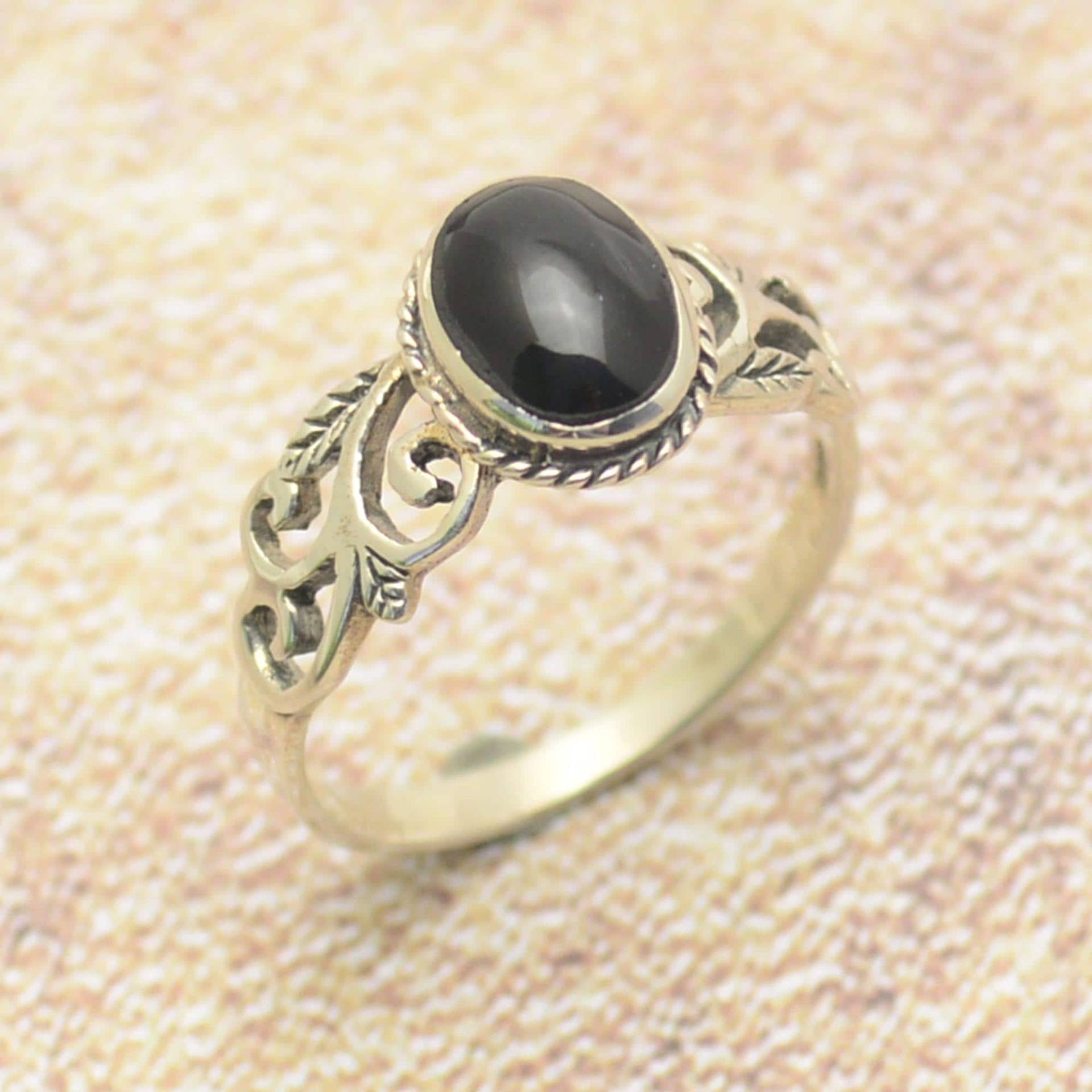 Ring 925 Sterling Silber Damenring Onyx Frauenring Schwarzer Stein Fingerring von Crazysteelhouse