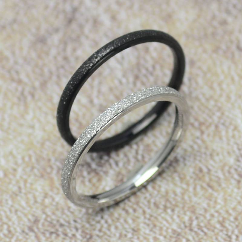 Ring Diamantierte Optik Silber Oder Schwarz Edelstahl 2 Mm Breit von Crazysteelhouse