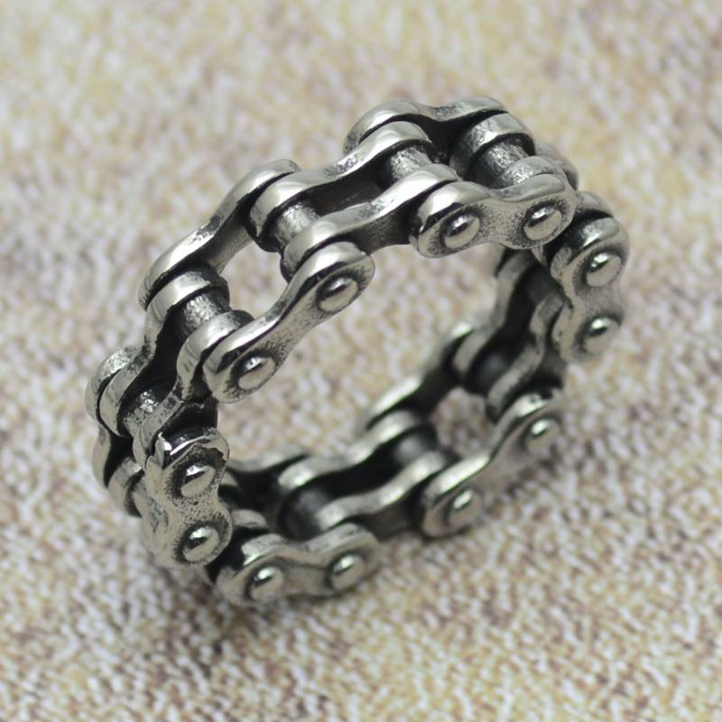 Ring Motorradkette Edelstahl Herrenring Bikerring von Crazysteelhouse
