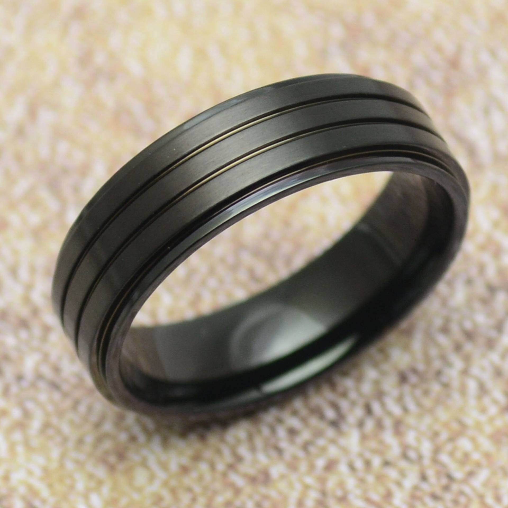 Ring Schwarz Schmal Edelstahl von Crazysteelhouse