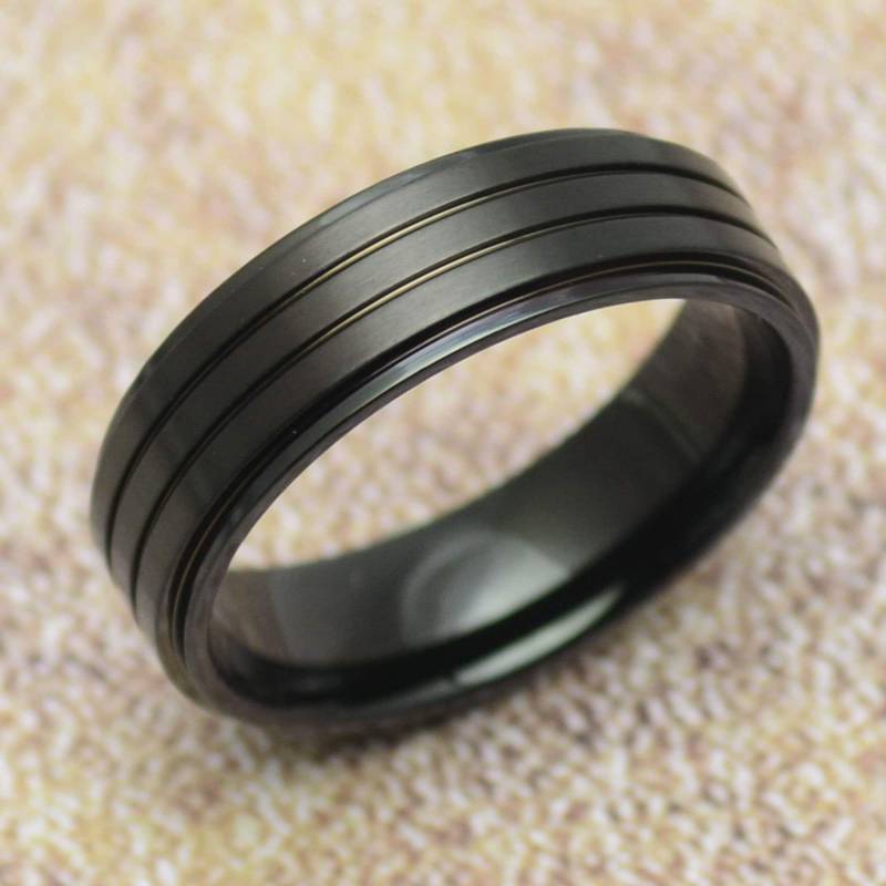 Ring Schwarz Schmal Edelstahl von Crazysteelhouse