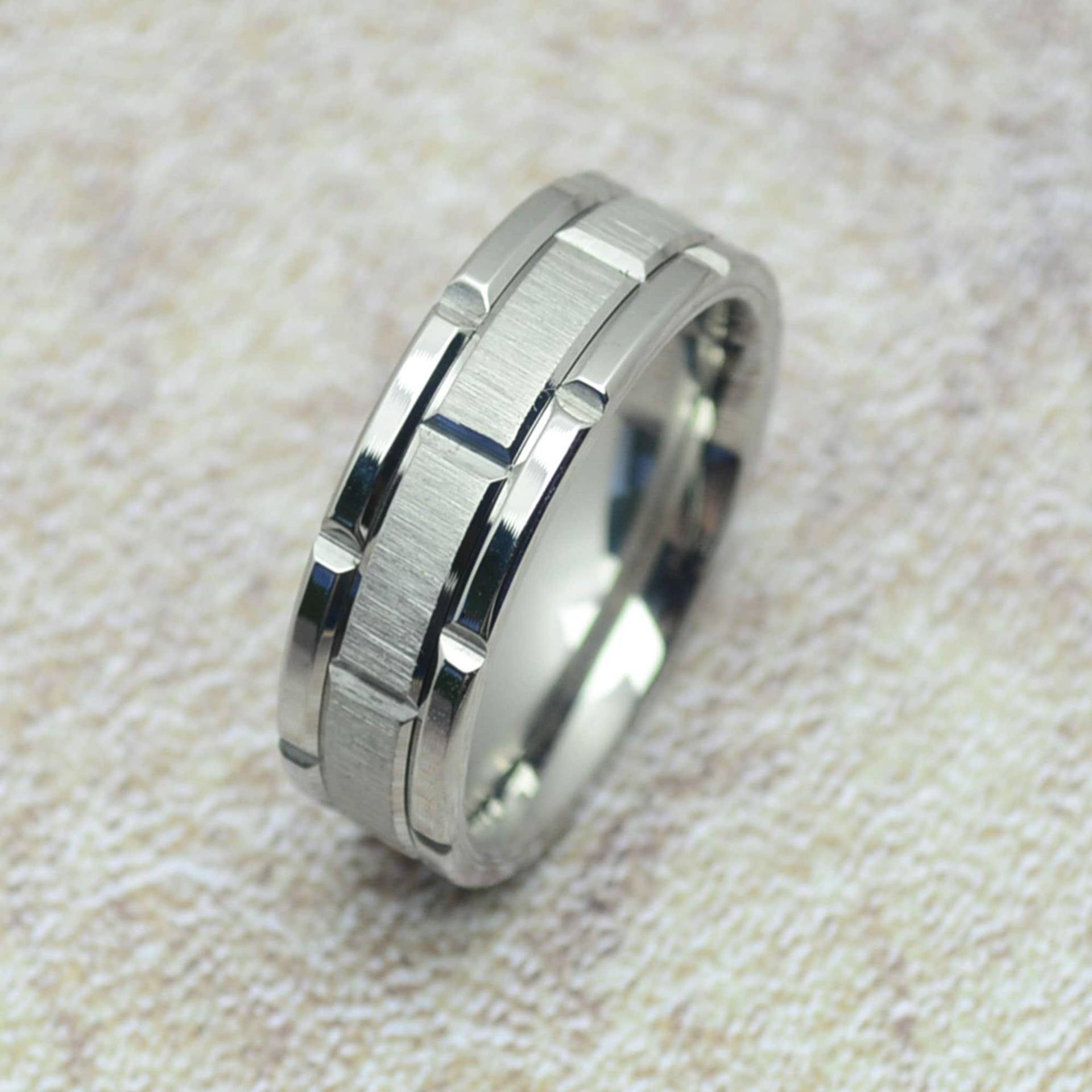 Ring Silber Matt Gebürstet Glänzend Edelstahl von Crazysteelhouse