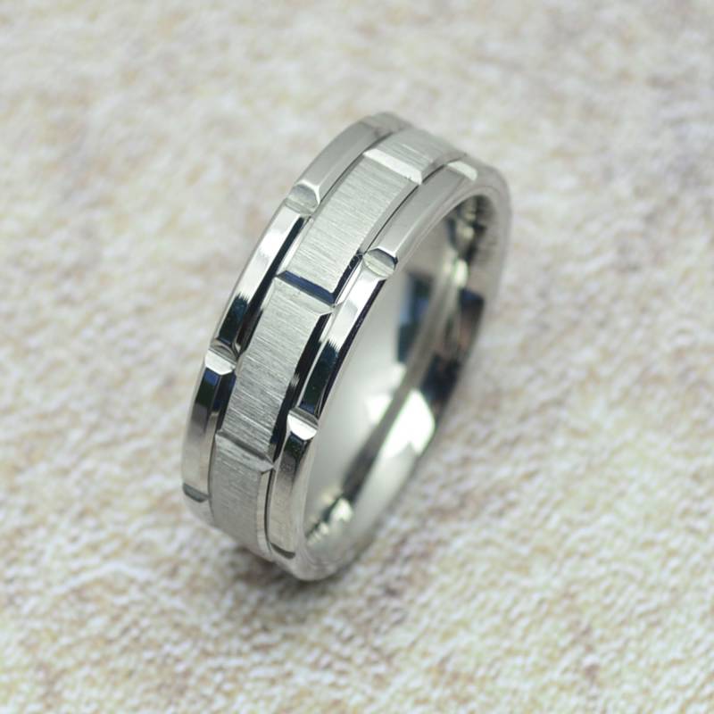 Ring Silber Matt Gebürstet Glänzend Edelstahl von Crazysteelhouse