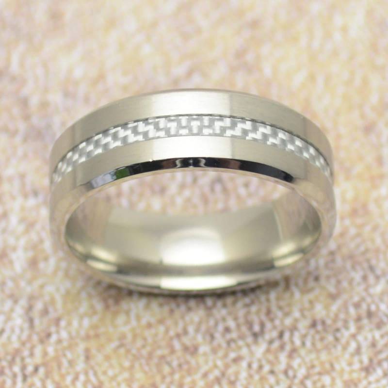 Ring Silbern Edelstahl Und Karbon Matt von Crazysteelhouse