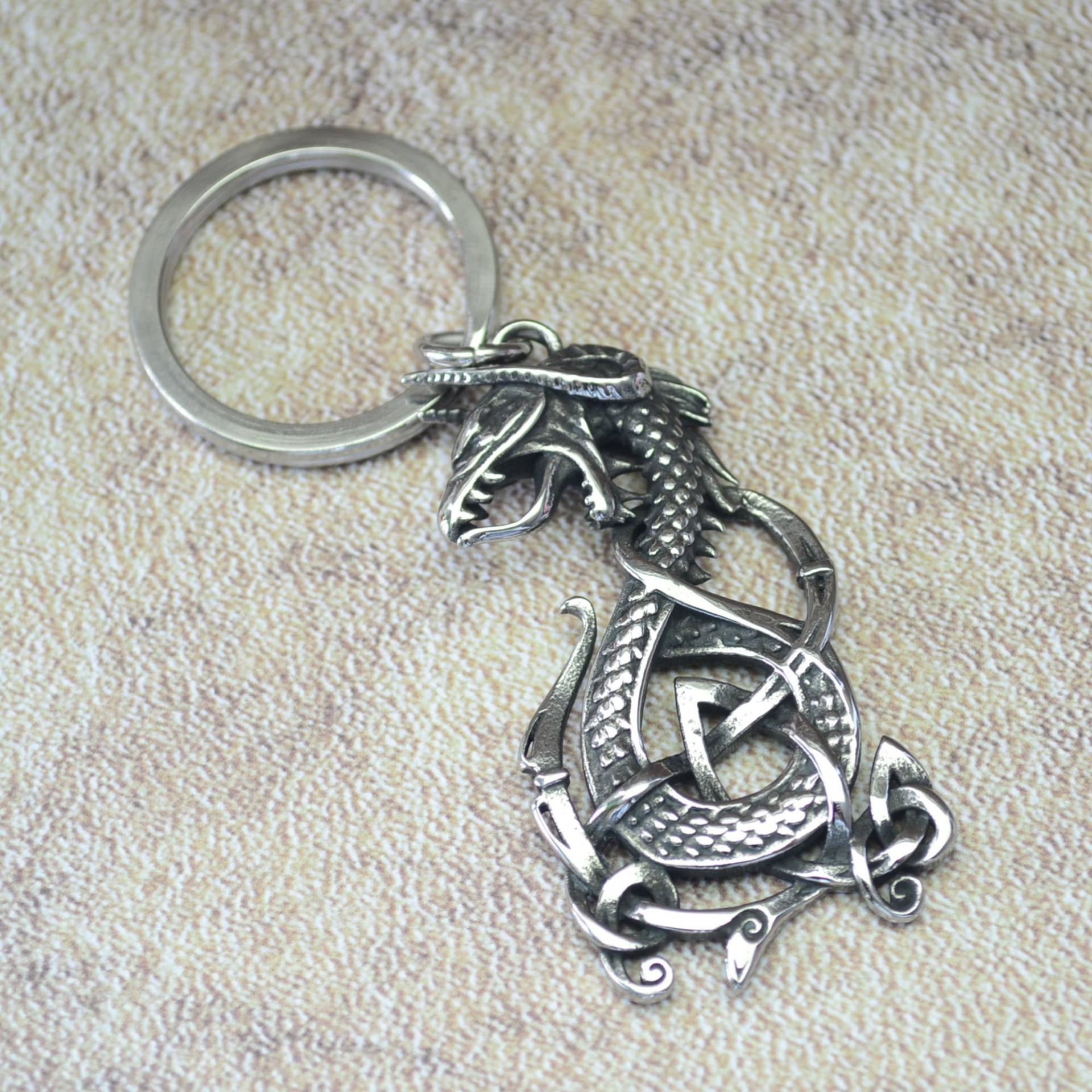 Schlüsselanhänger Drache Nordisch Celtic Edelstahl Gross Schlüsselanhänger Drache Nordisch Celtic Edelstahl Gross von Crazysteelhouse