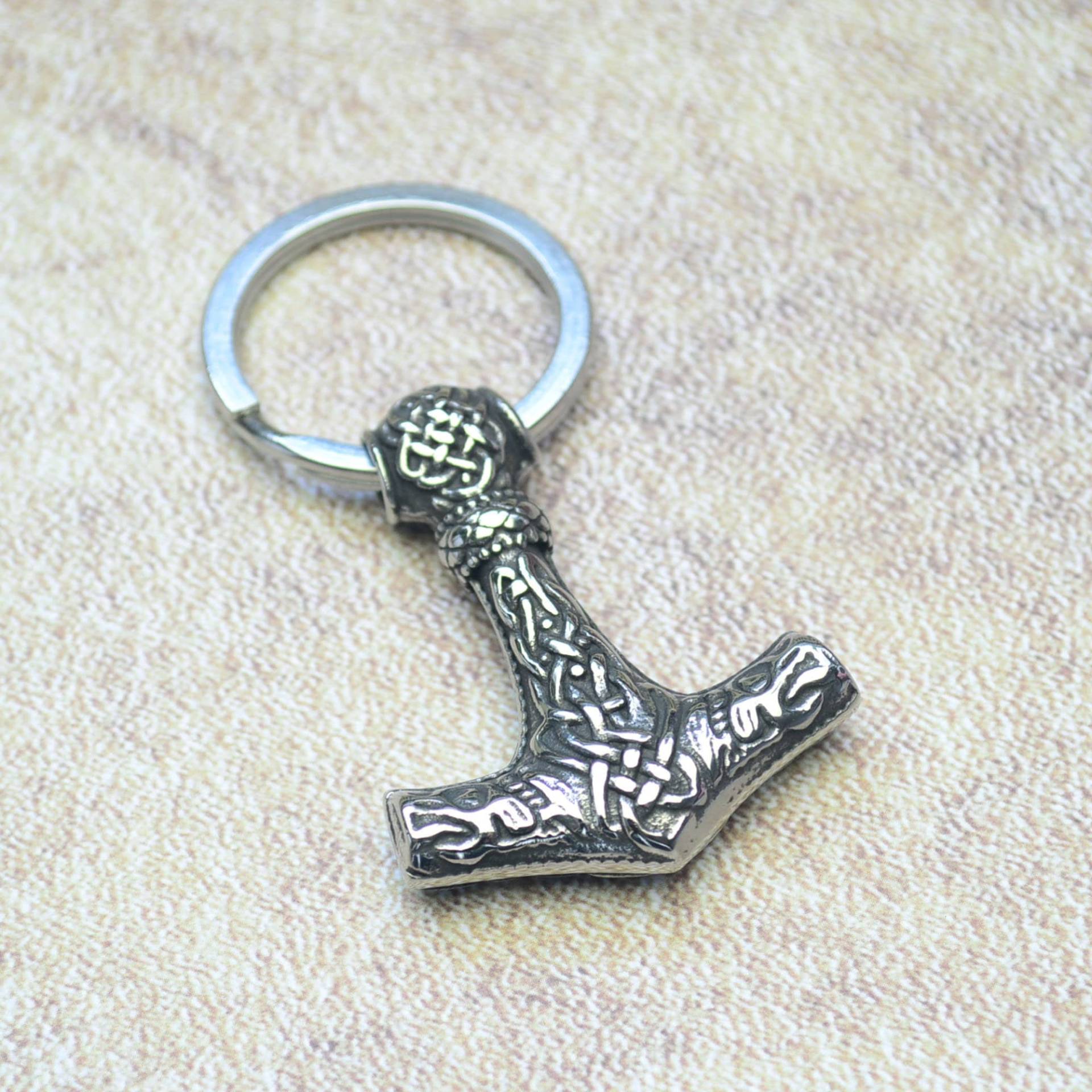 Schlüsselanhänger Thorshammer Mjölnir Viking Drache Edelstahl Schlüsselanhänger Thorshammer Mjölnir Viking Drache Edelstahl von Crazysteelhouse