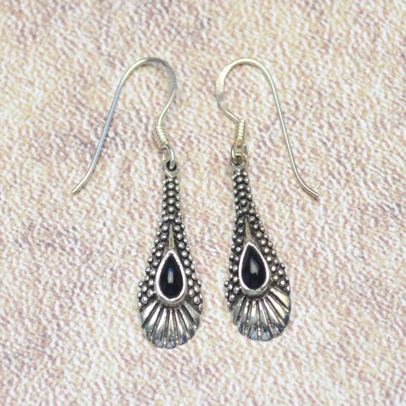 Ohrhänger Ohrringe Onyx Damen Ohrschmuck 925 Silber von Crazysteelhouse