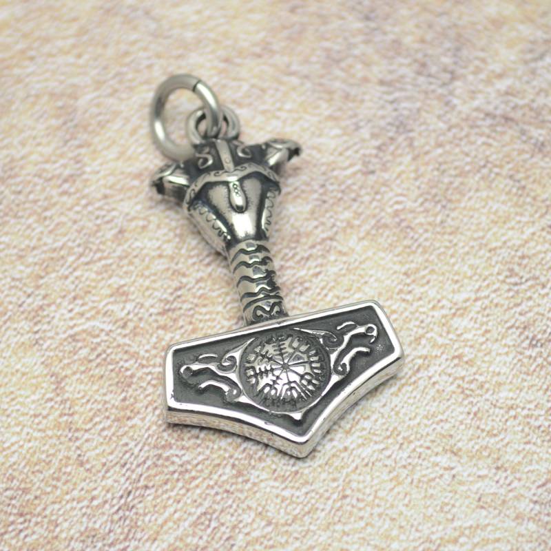 Thors Hammer Mjölnir Anhänger Edelstahl Thorhammer von Crazysteelhouse