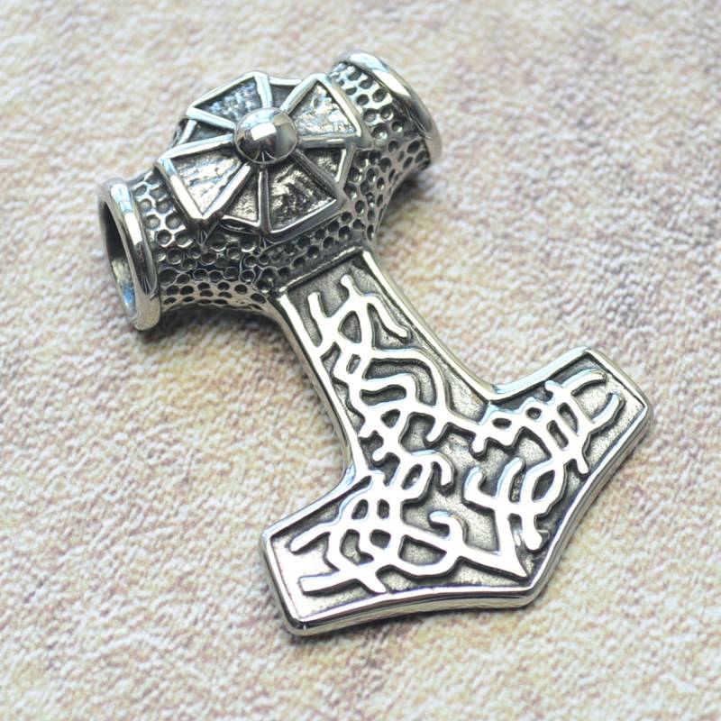 Thorshammer Thor Hammer Mjoelnir Edelstahl Anhänger von Crazysteelhouse
