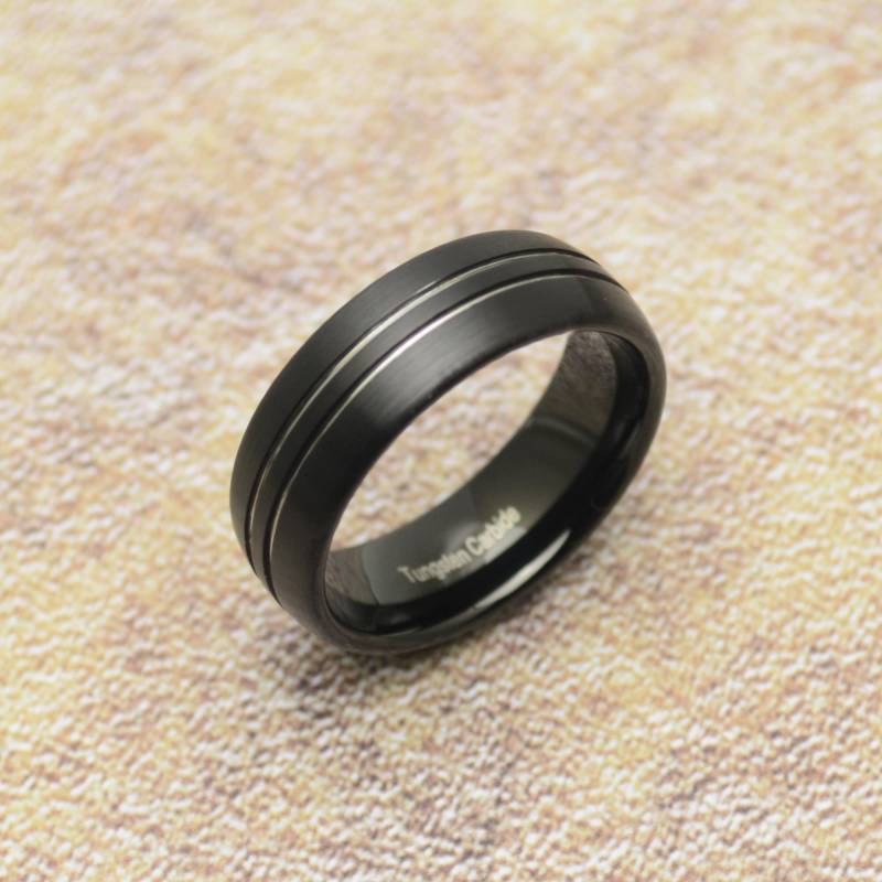 Wolfram Ring Schwarz Matt Tungsten Hartmetall von Crazysteelhouse