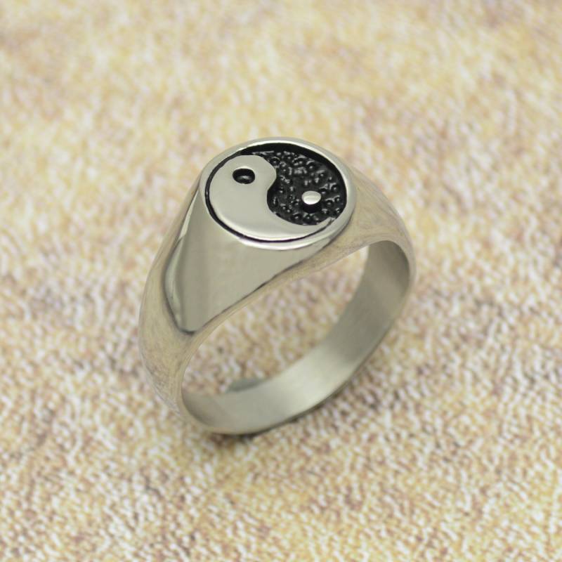 Ying Yang Jing Jang Ring Edelstahl von Crazysteelhouse