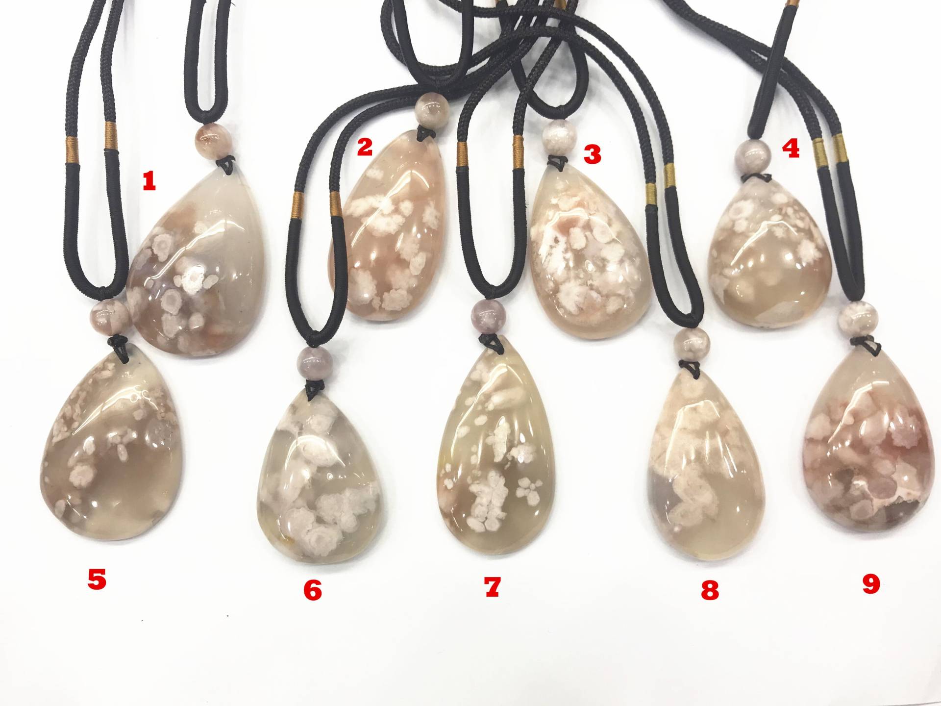 Echte 23-31mm X 35-48mm Waterdrop Kirschblüten Achat 33, 5cm Braun Baumwollschnur Fertige Schmuck Halskette - 1 Stück Echte 23-31mm X 35-48mm Waterdrop Kirschblüten Achat 33, 5cm Braun Baumwollschnur Fertige Schmuck Halskette - 1 Stück von Crazystonehouse