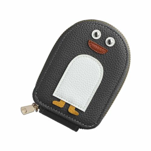 Crazyview Tragbare Pinguin Kartenhalter Mini Dünne Brieftasche Multi-Slots Kreditkarten Tasche PU Akkordeon Tasche Karte Brieftasche Leder Karte Niedlich, grau, Free Size von Crazyview