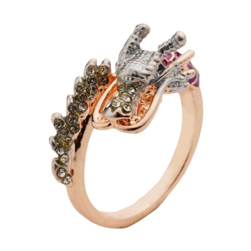 Drachenring Drachenschwanz Pfeile Emaille Kristall Ringe 2024 Jahr des Drachen Ring Glücksring Gothic Drache Verlobung Jahrestag Statement Ringe Schmuck Geschenk für Frauen von Crazyview