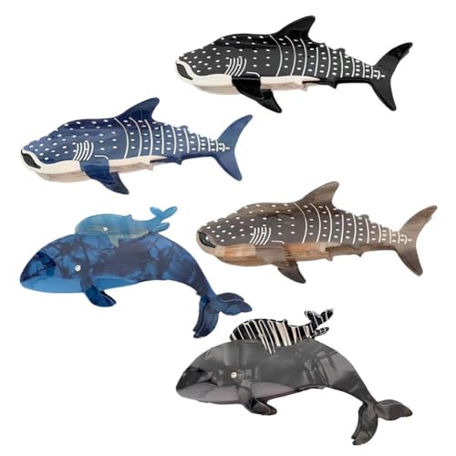 Crazyview Shark Whale Claw Clips, Wal Shark Hair Clip Cellulose Acetat Hair Clips, Animal Shape Hair Jaw Clips, Hair Jaw Barrettes Hair Styling Accessories Shark Hair Clip for Women von Crazyview