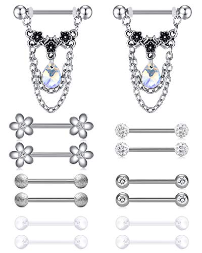 Crdifu 14G Brustwarzenpiercing Set Nippel Piercings 16mm Chirurgenstahl Silber Brustpiercing Damen Crdifu 14G Brustwarzenpiercing Set Nippel Piercings 16mm Chirurgenstahl Silber Brustpiercing Damen von Crdifu