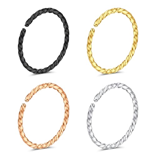 Crdifu 20G Nasenpiercing Ring, 0.8mm Dünn Nasenring aus 316L Edelstahl, 2er Set 8mm Nostril Piercing Ring, Piercing Nase Vielfarbig, Nasen Piercing Ringe für Frauen Männer, Fake Nose Piercing von Crdifu