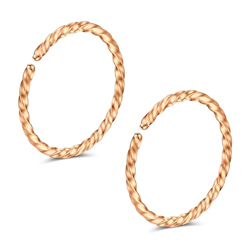 Crdifu 20G Nasenpiercing Ring Rosegold, 0.8mm Dünn Nasenring aus 316L Edelstahl, 2er Set 8mm Nostril Piercing Ring, Piercing Nase, Nasen Piercing Ringe für Frauen Männer, Fake Nose Piercing von Crdifu