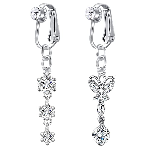 Crdifu 2er Fake Bauchnabelpiercing Rings Klemme Kein Piercing Bauchnabel Clips On Silber Damen Frau von Crdifu