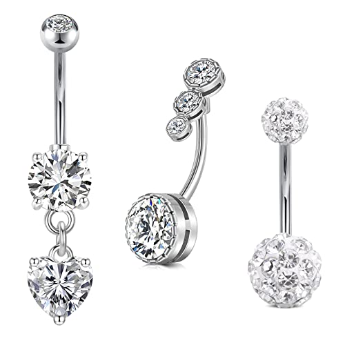 Crdifu Bauchnabelpiercing 12mm Chirurgenstahl Silber Gold Bauchpiercing Herz Piercing Bauchnabel Damen Frau von Crdifu