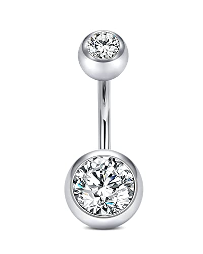 Crdifu Bauchnabelpiercing 925er Silber 8mm 10mm 12mm Bauchpiercing Piercing Bauchnabel Damen mit Kristall 14G von Crdifu