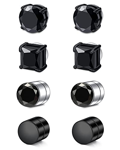 Crdifu Magnetischer Ohrstecker Kein Piercing Magnet Ohrringe Fakes für Herren Mann Damen Edelstahl Silber Schwarz von Crdifu