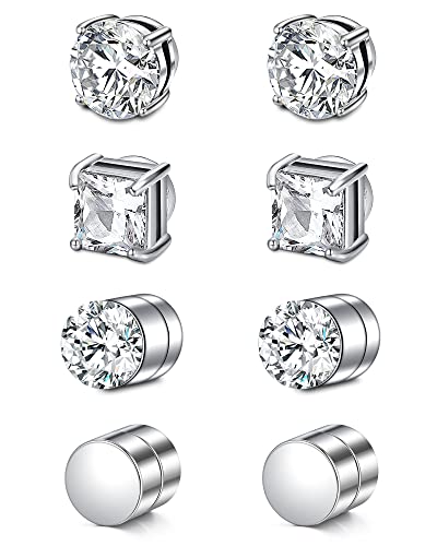 Crdifu Magnetische Ohrstecker für Herren Damen Kein Piercing, Magnet Ohrringe aus 316L Edelstahl für Männer, Magnetohrringe Silber, Magnetische Ohrstecker Nicht Durchbohrend, Fake Magnetic Earrings von Crdifu