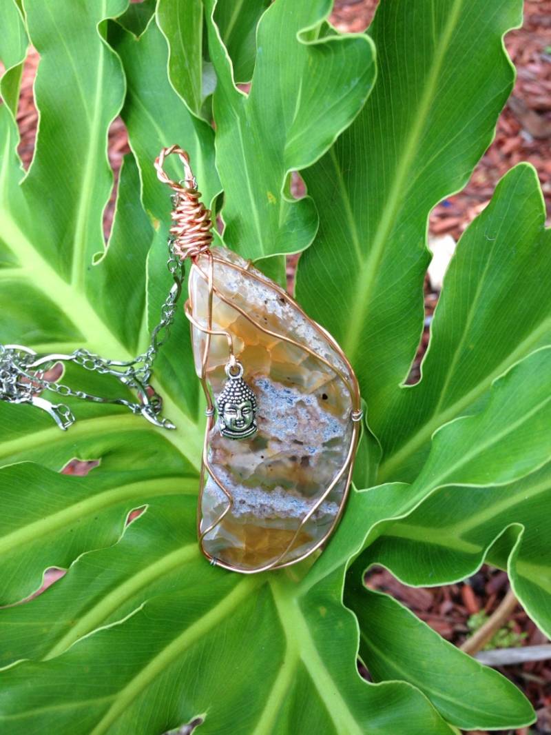 Buddha Agate Kupferdraht Wrap Anhänger von Cre8vMama