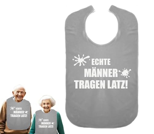 Cre9tive Echte Männer tragen Latz - Geschenk zur Rente - Lustiges Lätzchen für Erwachsene Ess-Schürze Essschürze Kleidungsschutz wasserdicht ID: 038 (grau) von Cre9tive