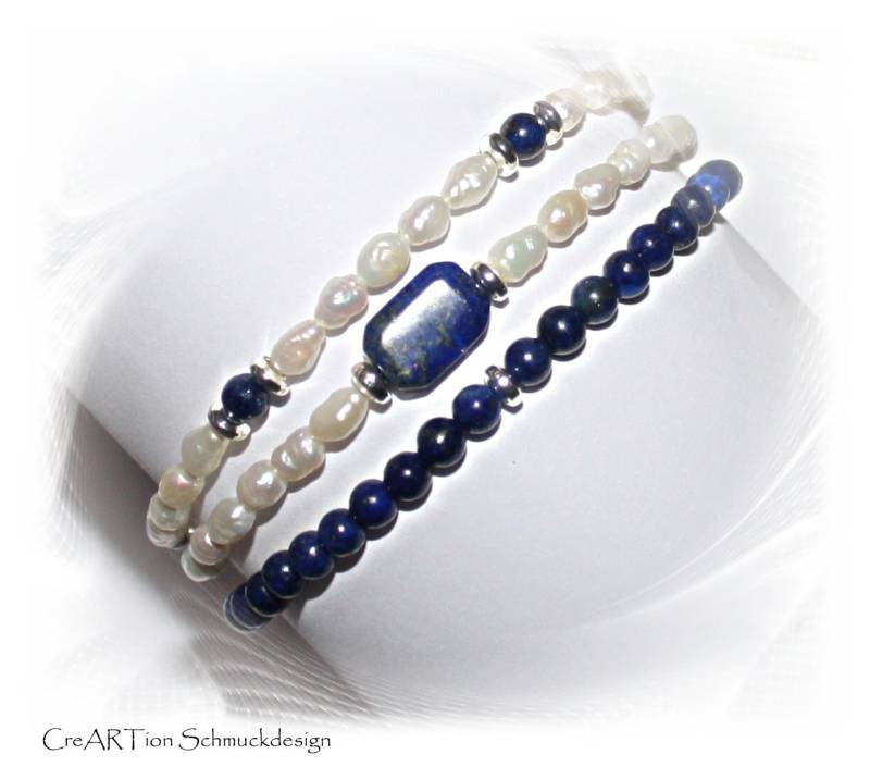 Armband, Lapis Lazuli, Echte Perlen, Modernes Edelsteine Und Armband, Lapis Lazuli, Echte Perlen, Modernes Edelsteine Und von CreARTion