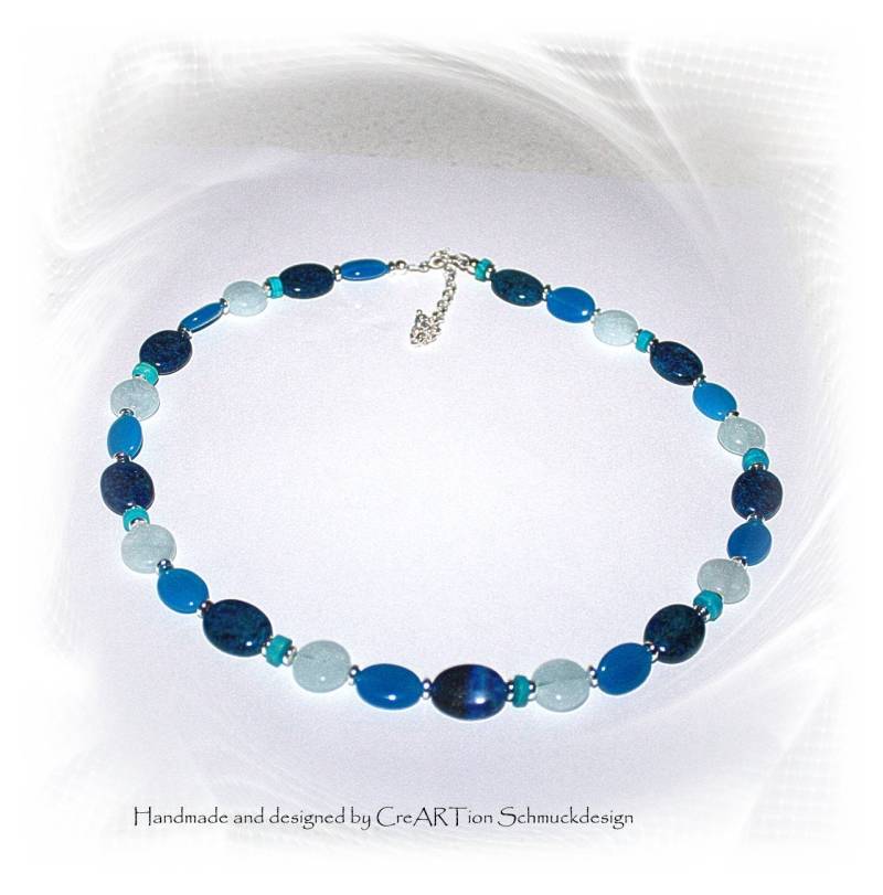 Kette, Halskette, Kette Aquamarin, Lapis Lazuli, Edelsteinkette, Edelsteinketten von CreARTion
