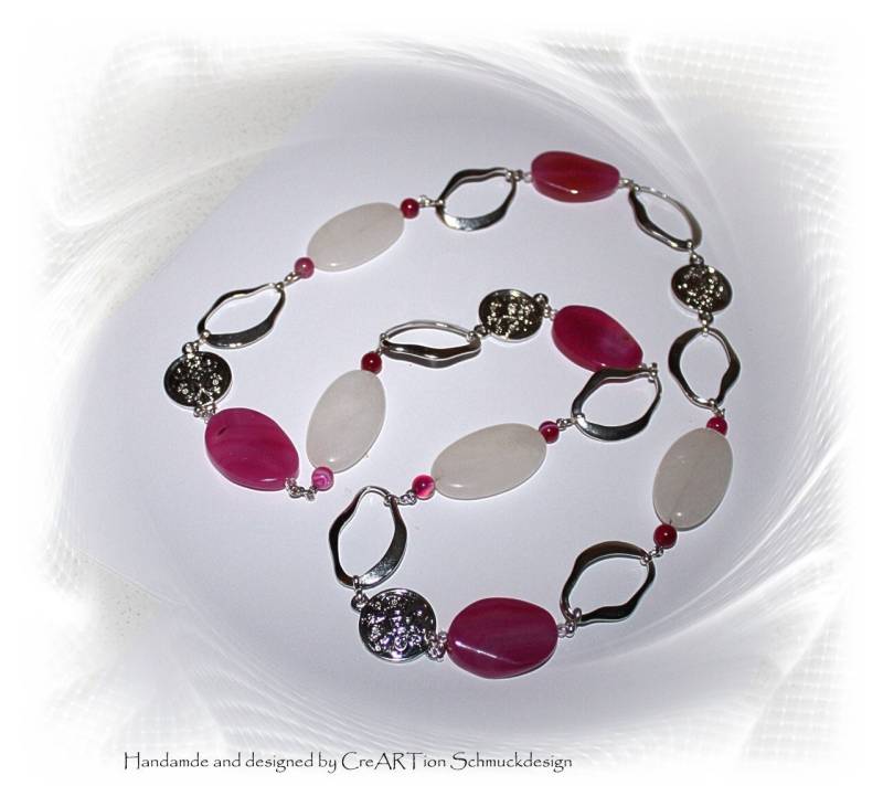 Kette, Lange Edelsteinkette, Achat, Jade, Edelstahl, Edelsteinkette Kette, Lange Edelsteinkette, Achat, Jade, Edelstahl, Edelsteinkette von CreARTion