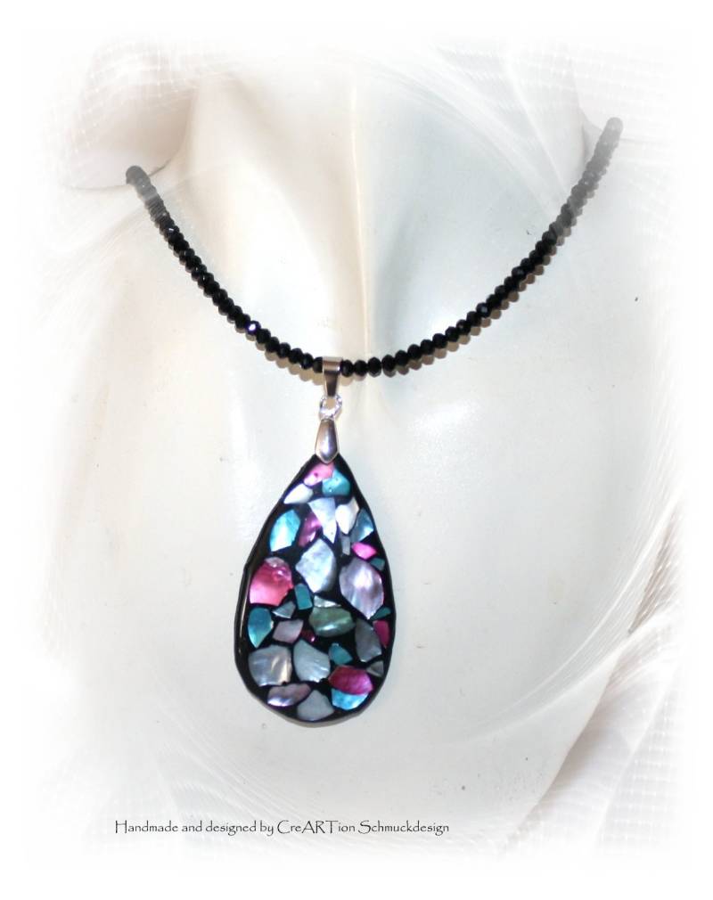Kette Mit Anhänger, Polymer Ton Perlmutt, Anhänger Mosaik, Collier Kette Mit Anhänger, Polymer Ton Perlmutt, Anhänger Mosaik, Collier von CreARTion