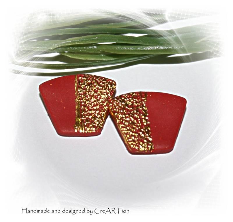 Ohrclips, Ohrclips Polymer Art, Gold Terra von CreARTion