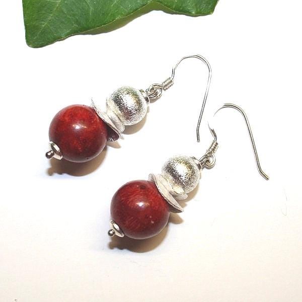 Ohrringe, 925Er Silber, Koralle, Ohrhänger Aus Korallenohrringe von CreARTion