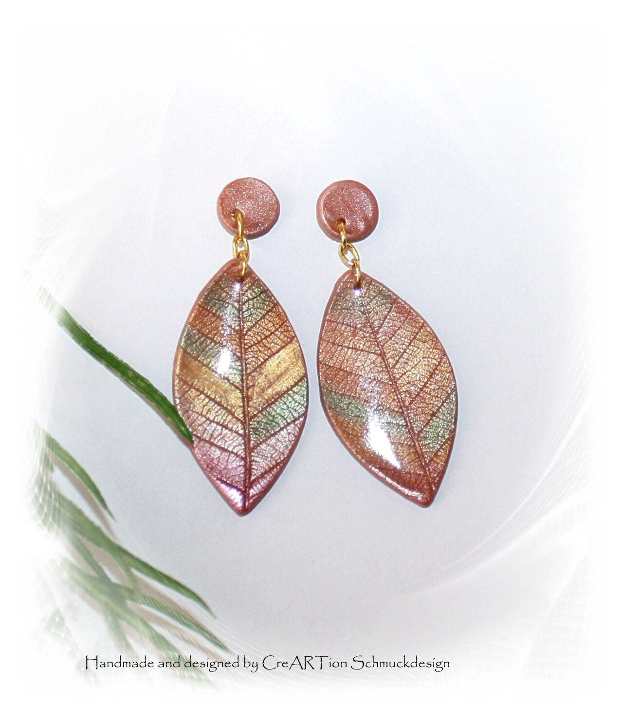Ohrringe, Hängeohringe, Ohrringe Blatt, Polymer Art, Hellorange, Herbstfarben 2025 von CreARTion