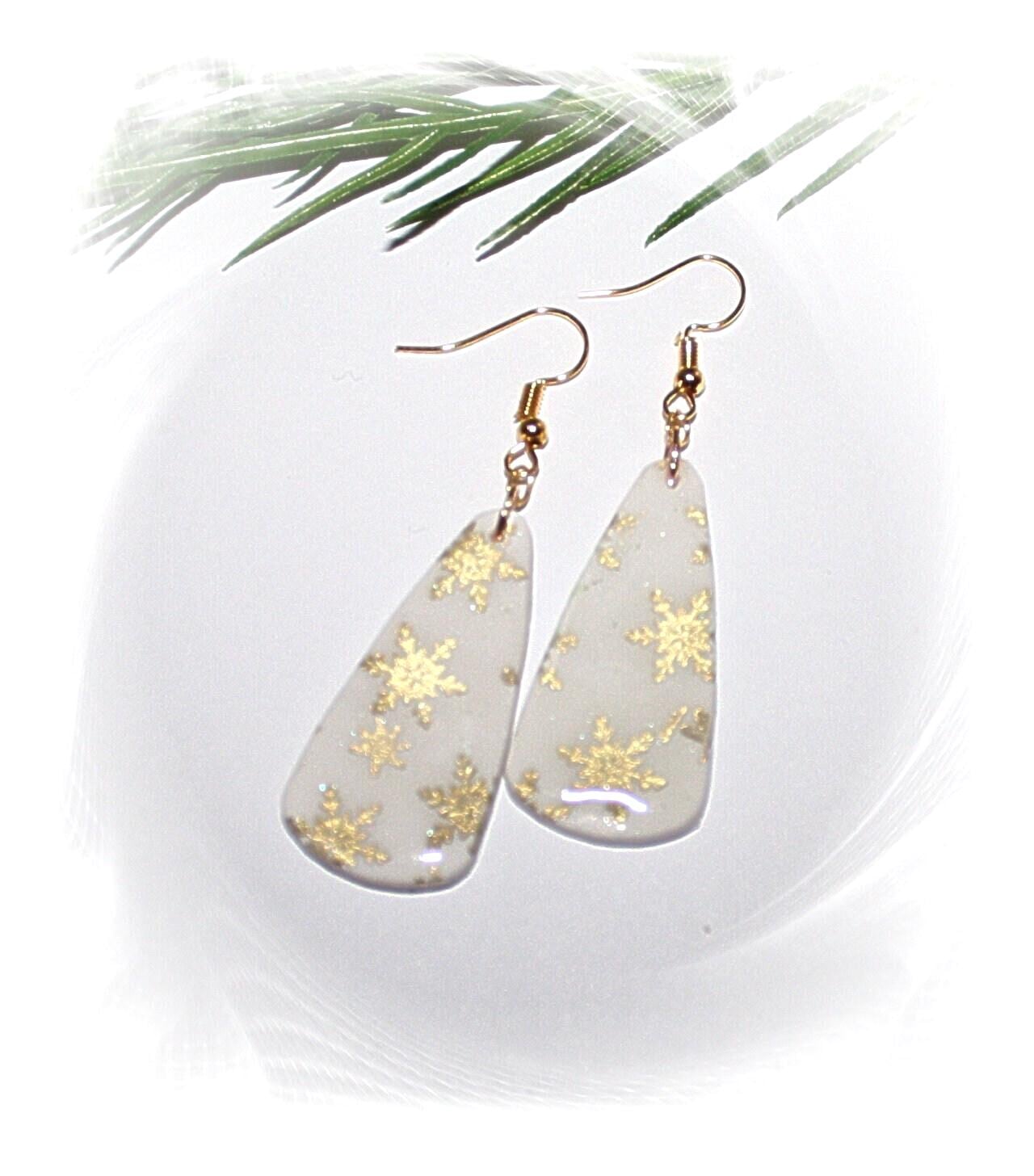 Ohrringe, Weihnachtsohrringe, Ohrringe Weihnachtsmotiv, Weiß Gold von CreARTion