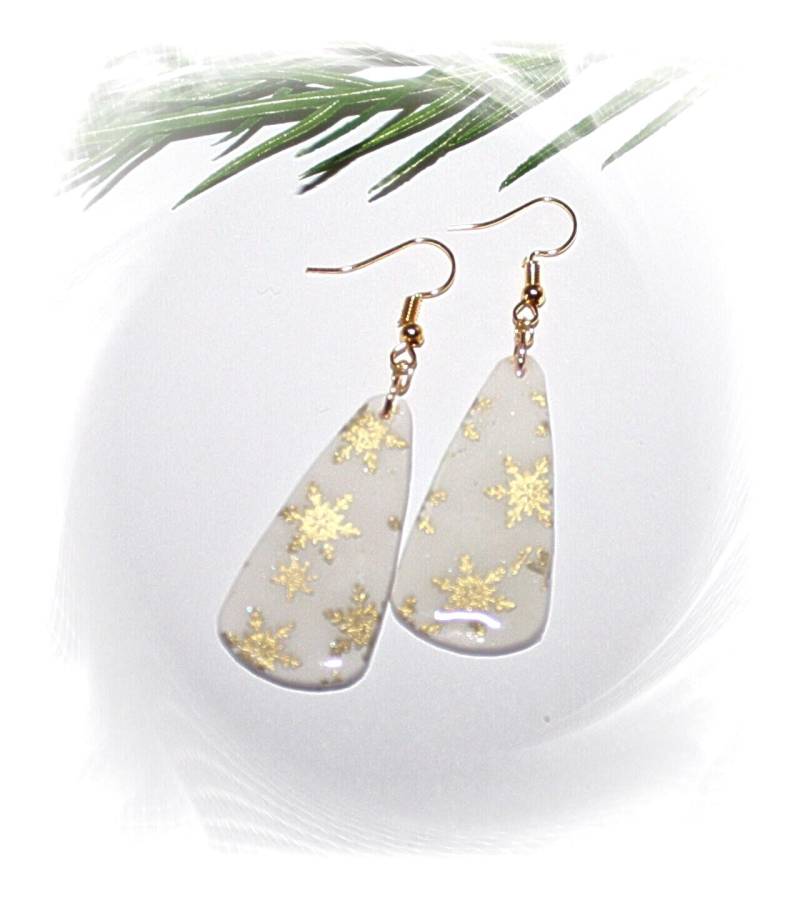 Ohrringe, Weihnachtsohrringe, Ohrringe Weihnachtsmotiv, Weiß Gold von CreARTion