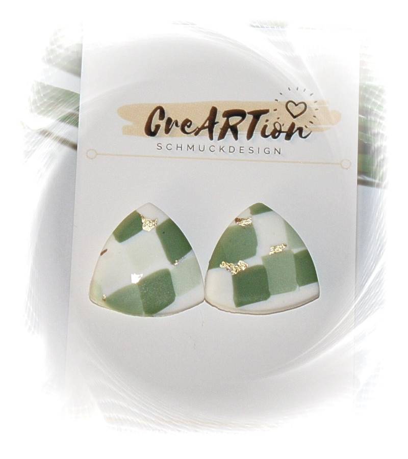 Ohrstecker, Ohrstecker Grün Gold, Polymer Ton, Edle Auch Als Clips Erhältlich von CreARTion