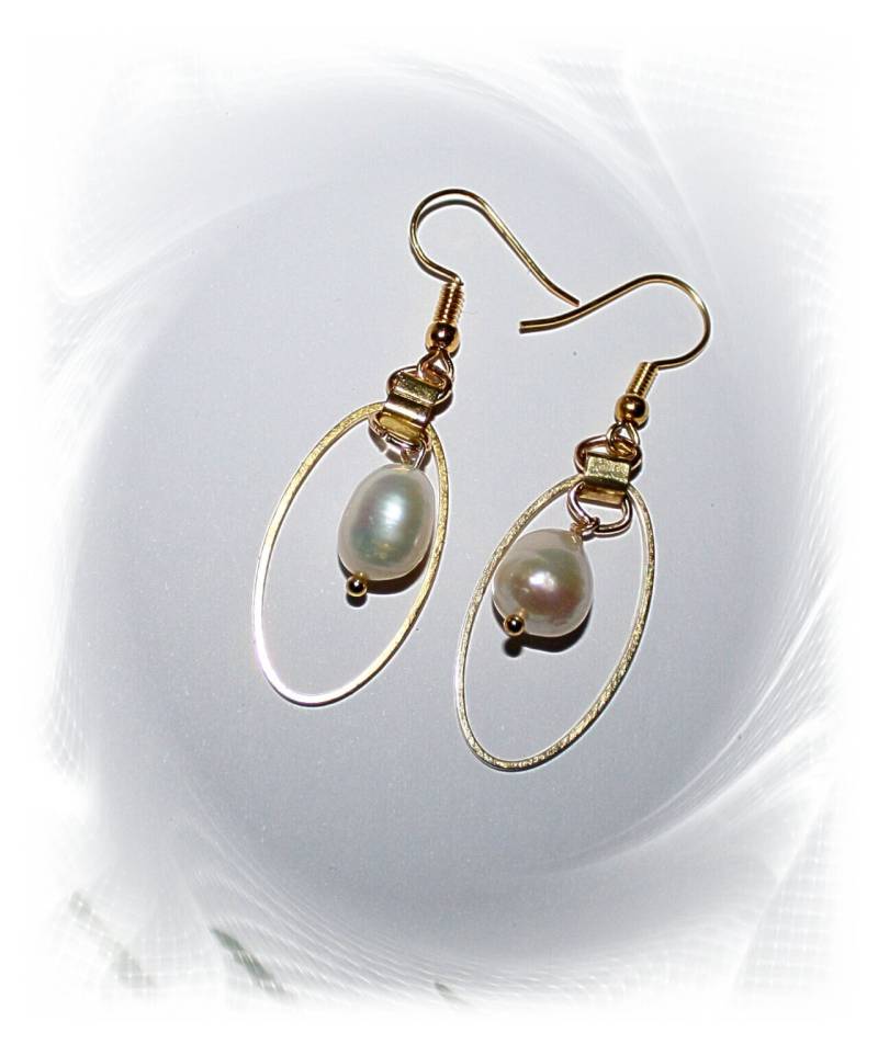 Perlenohrringe, Ohrringe, Hängeohrringe Gold Und Perlen, Brautschmuck, Ohrringe Echte Perlen von CreARTion