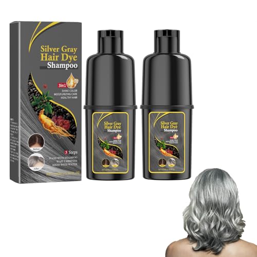 Hair 100ml*2 Haarfarbe Shampoo Silber,Instant Silberne Graue Haare färben S-hampoo,100% Grauabdeckung- Einfach & schnell,Anti Grau Shampoo,Haarfärbeshampoo für Männer & Frauen von CreMHHate