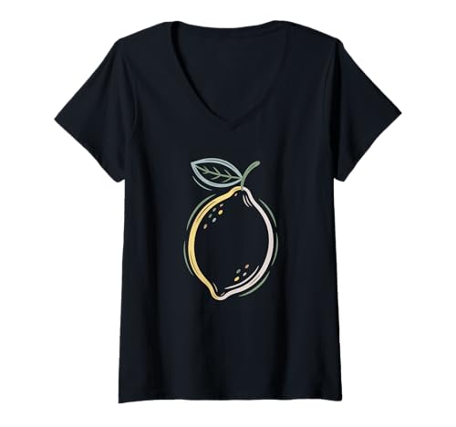 Damen Eine Elegante Illustration von Zitrone T-Shirt mit V-Ausschnitt von CreaStyle-KT