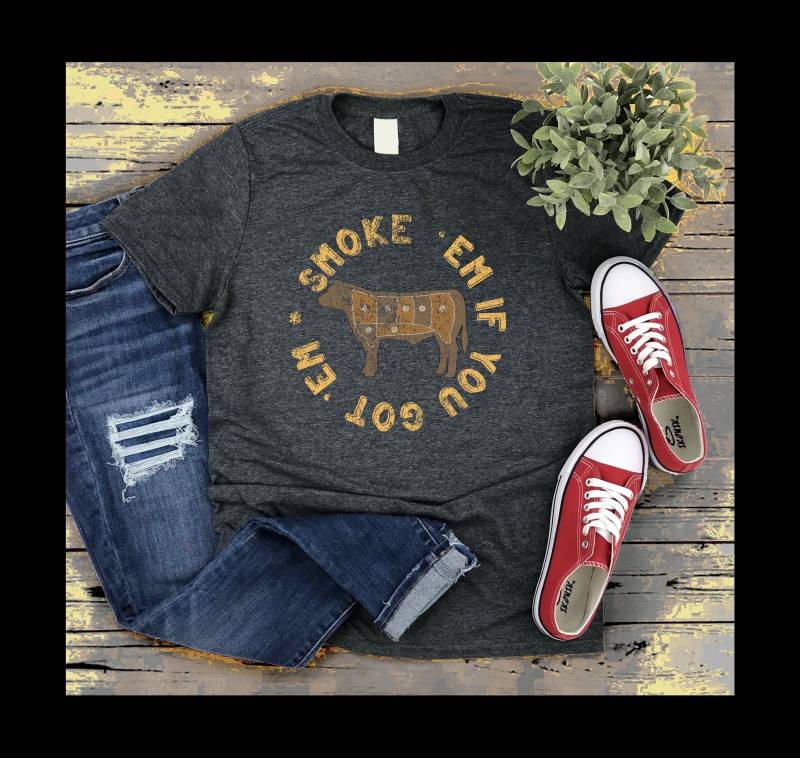 Beunruhigt Rauch Em, Wenn Sie Em Bbq Shirt Für Papa Kochen Camping Grill Steak Burger Rindfleisch Grillen Rauchen Rippen Holzkohle Kurz von CreaTeeVityCO