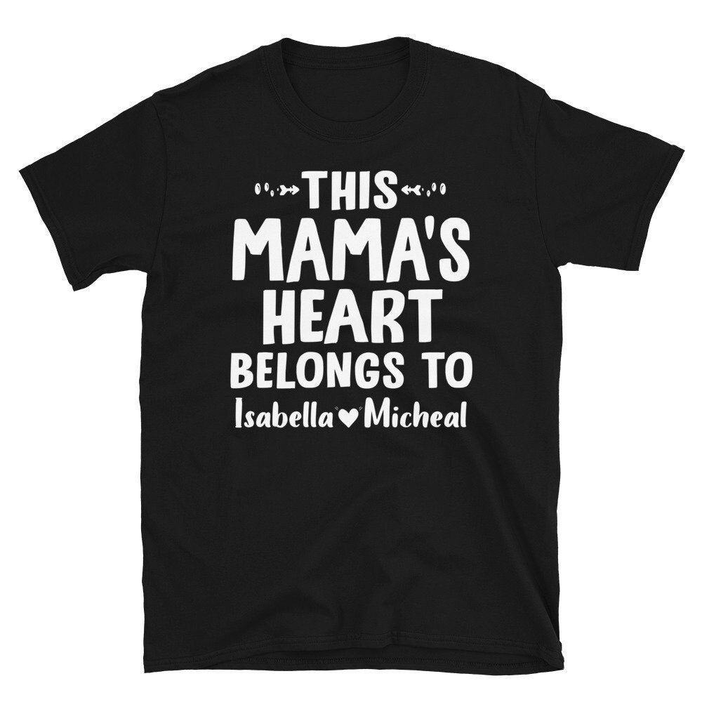 Personalisiertes Mama Shirt, Dieses Herz Gehört Zu Benutzerdefinierten Shirt Mit Kinder Namen, Name Geschenk Für von CreaTeeveCustom